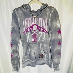 Affliction Hoodie Women’s Gray and Pink Size Large
